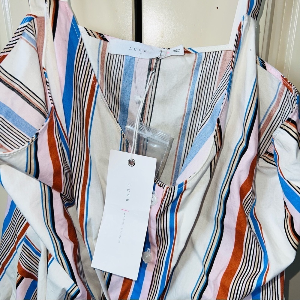 NWT Lush Multicolor Striped Shorts Romper Size Large - Picture 6 of 15